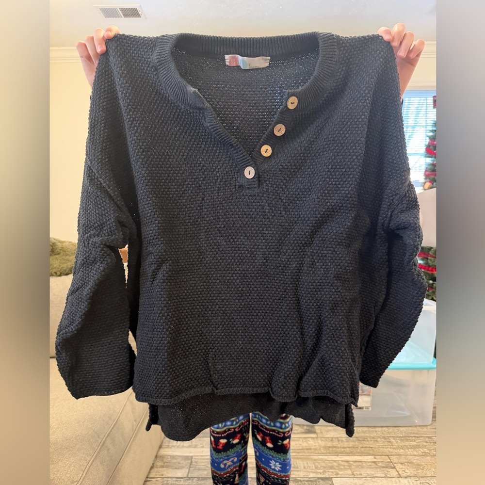 Free People Charcoal Knit Sweater